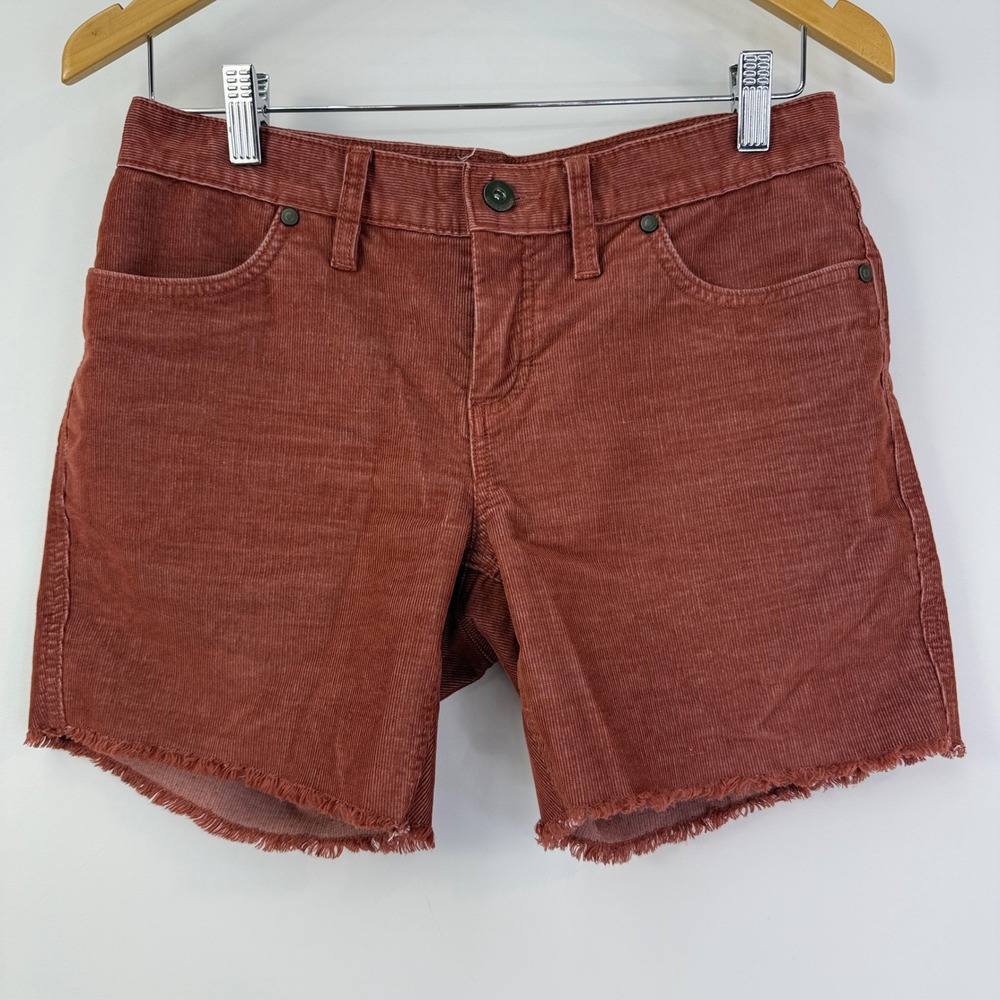 Carve Designs Oahu Corduroy Shorts Women Size 0 Penny Orange 6" Inseam Raw Hem